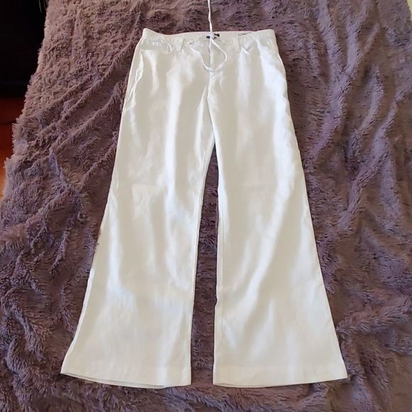 NYDJ Pants - NWOT---NYDJ white linen wide leg pants size 10